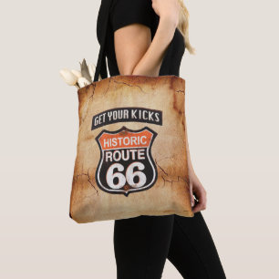 Krijg Uw Kicks op Route 66 Tan Oranje Zwart Draagtas