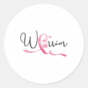 Krijger Borstkanker Maand Vlinders Roze Ribbo Ronde Sticker