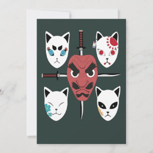 Krijger Katana Samurai-maskers Kaart