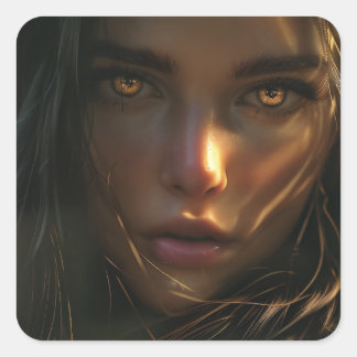 Krijger Meisje In Oerwoud 1 Vierkante Sticker