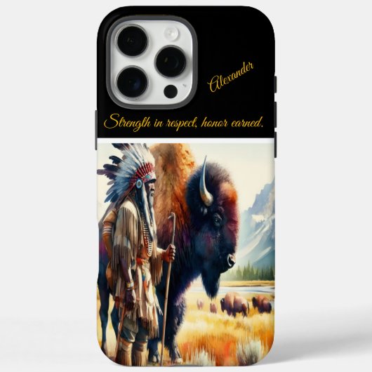 Krijger met bizon.  Case-Mate iPhone case (Achterkant)