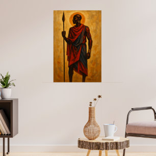 "Krijger uit een stam Kunstwerk over Afrikaans e Poster