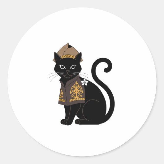 Krijger Zwart Kat Sticker (Voorkant)