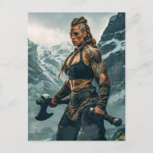 Krijgersgeest van Vikingvrouw die kanalisert Briefkaart