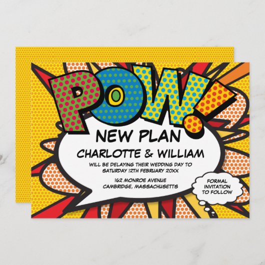 Krijgsgevangene Uitgestelde Datumwijziging Stripbo Save The Date (Voorkant / Achterkant)