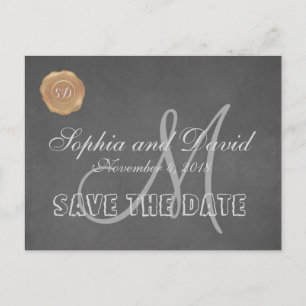 krijgszegelbruiloft met oude waxzegels BEWAREN DE Aankondigingskaart