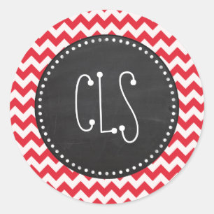  Krijt Alizarin Crimson Chevron; zig zag Ronde Sticker