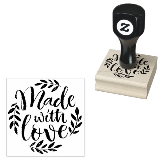Krijt belettering gemaakt met liefde rubberen stem 	rubberstempel (Gestempeld)