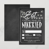 Krijt Eet Drink & Wees Getrouwd Bruiloft RSVP Kaar Kaartje (Voorkant / Achterkant)