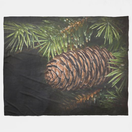 Krijt getrokken pinecone en dennennaalden fleece deken (Voorkant (Horizontaal))