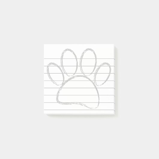 Krijt Hond Paw Tracks gevoerde 3x3 Post-it® Notes (Voorkant)