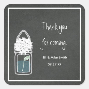 Krijt Metselwerkpot Witte Baby's Breath Bloemen Vierkante Sticker