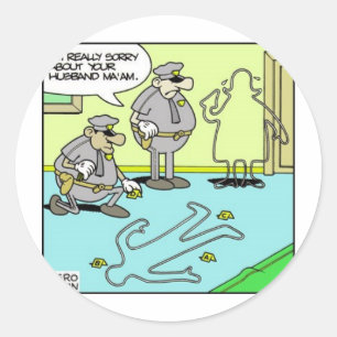 Krijt Omtrek Grappige Politie Cadeaus & Verzamelaa Ronde Sticker