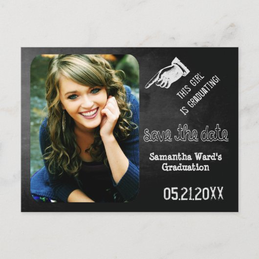 Krijt  plezier Bewaar de datum Afstuderen Aankondigingskaart (Voorkant)