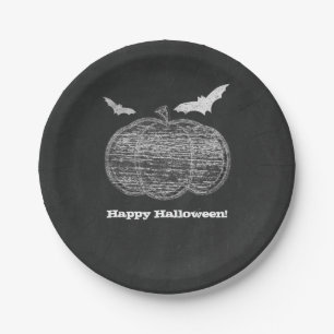 Krijt Pompoen Krijtbord Halloween Feest Papieren Bordje