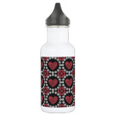 Krijt stijl harten en cirkels rood zwart en wit waterfles  (Links)