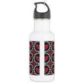 Krijt stijl harten en cirkels rood zwart en wit waterfles  (Achterkant)