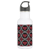 Krijt stijl harten en cirkels rood zwart en wit waterfles  (Voorkant)