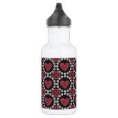 Krijt stijl harten en cirkels rood zwart en wit waterfles  (Rechts)