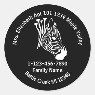 Krijt Wit Verloren Zebra Familie Home Adres Fles Ronde Sticker