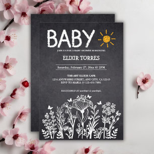 Krijtbord Baby Spring Tekening Baby shower Kaart