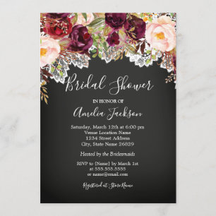 Krijtbord Bourgogne Floral Lace Vrijgezellenfeest Kaart