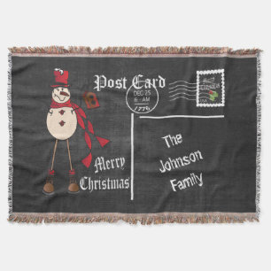  Krijtbord Briefkaart Old Fashion Snowman Deken