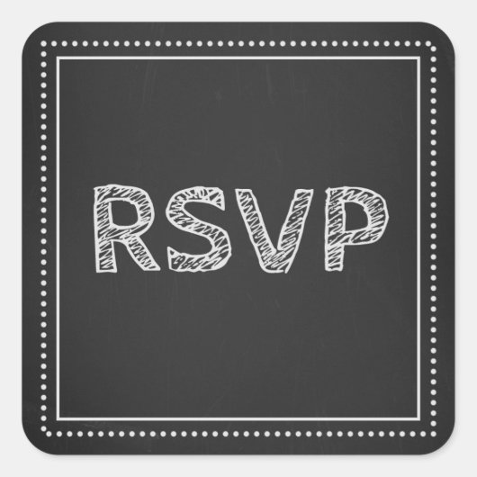 Krijtbord Bruiloft RSVP Envelope Seals Vierkante Sticker (Voorkant)