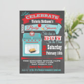 Krijtbord "Bun in de oven" Baby shower Uitnodigt Kaart (Staand voorkant)