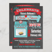 Krijtbord "Bun in de oven" Baby shower Uitnodigt Kaart (Voorkant / Achterkant)