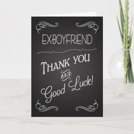 Krijtbord Dank u & veel geluk aan ex-vriend Bedankkaart (Voorkant)