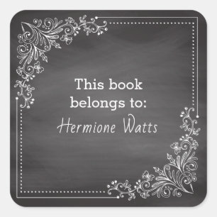  krijtbord Dit boek hoort bij Bookplate Vierkante Sticker