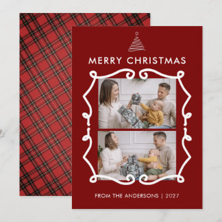 Krijtbord Doodle Frame Familie Kerst Foto Feestdagenkaart