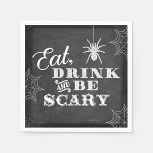 Krijtbord Eet Drink en Wees eng Halloween Party Servet