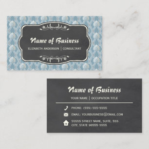  krijtbord en 20s Blue Fan Wallpaper Visitekaartje