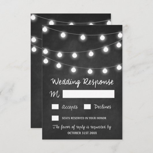 Krijtbord en verlichting Rustieke bruiloft RSVP Ka (Voorkant / Achterkant)