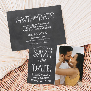Krijtbord Foto Gesplitst Paneel Trouwen Save The Date