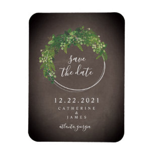 Krijtbord Geïnspireerd Botanisch Save The Date Magneet