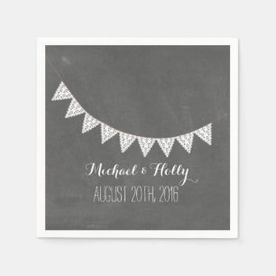 Krijtbord Geïnspireerd Eyelet Bunting Wedding Napk Servetten