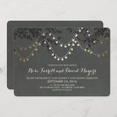 Krijtbord Gold Folie String Lights Wedding Kaart (Voorkant / Achterkant)