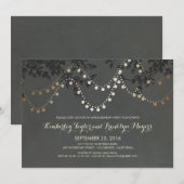 Krijtbord Gold String Lights Engagement Party Kaart (Voorkant / Achterkant)