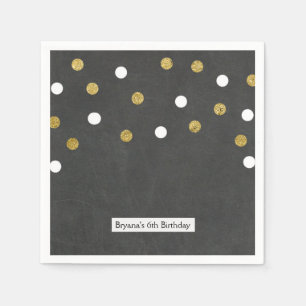Krijtbord Goud & Witte Confetti Feestviering Servet