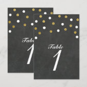 Krijtbord Goud & Witte Confetti Tafel Nummerkaart Kaart (Voorkant / Achterkant)