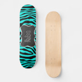 Krijtbord; Heldere Turquoise Zebra Animal Print Skateboard (Voorkant)