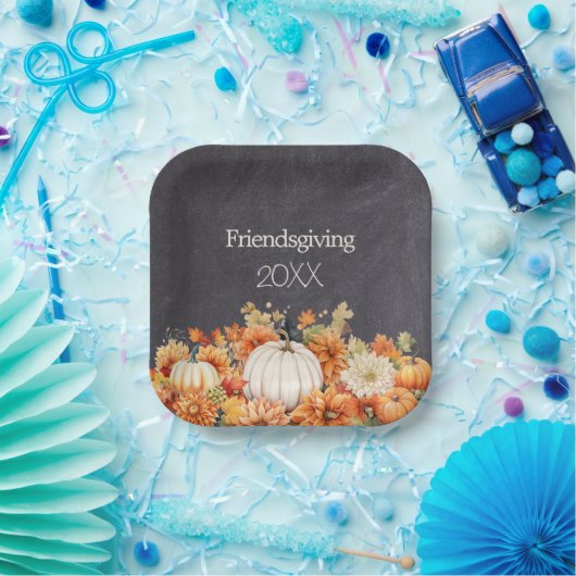 Krijtbord Herfst Pompoen Bloemen Vriendschapsjaar Papieren Bordje (Feest)