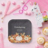 Krijtbord Herfst Pompoen Bloemen Vriendschapsjaar Papieren Bordje (Feest)