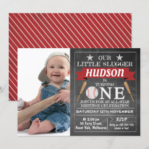 Krijtbord honkbal uitnodiging 1e verjaardag