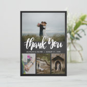 Krijtbord Huwelijk Vier Foto's | Dank U Script Bedankkaart (Staand voorkant)