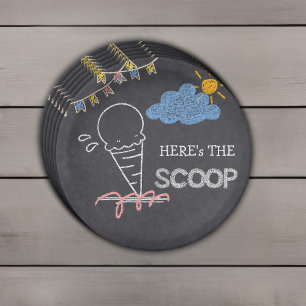 Krijtbord Ice Cream Scoop Drawing Baby shower Papieren Bordje