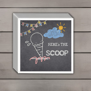 Krijtbord IJsschep Tekening Baby Shower Servet
